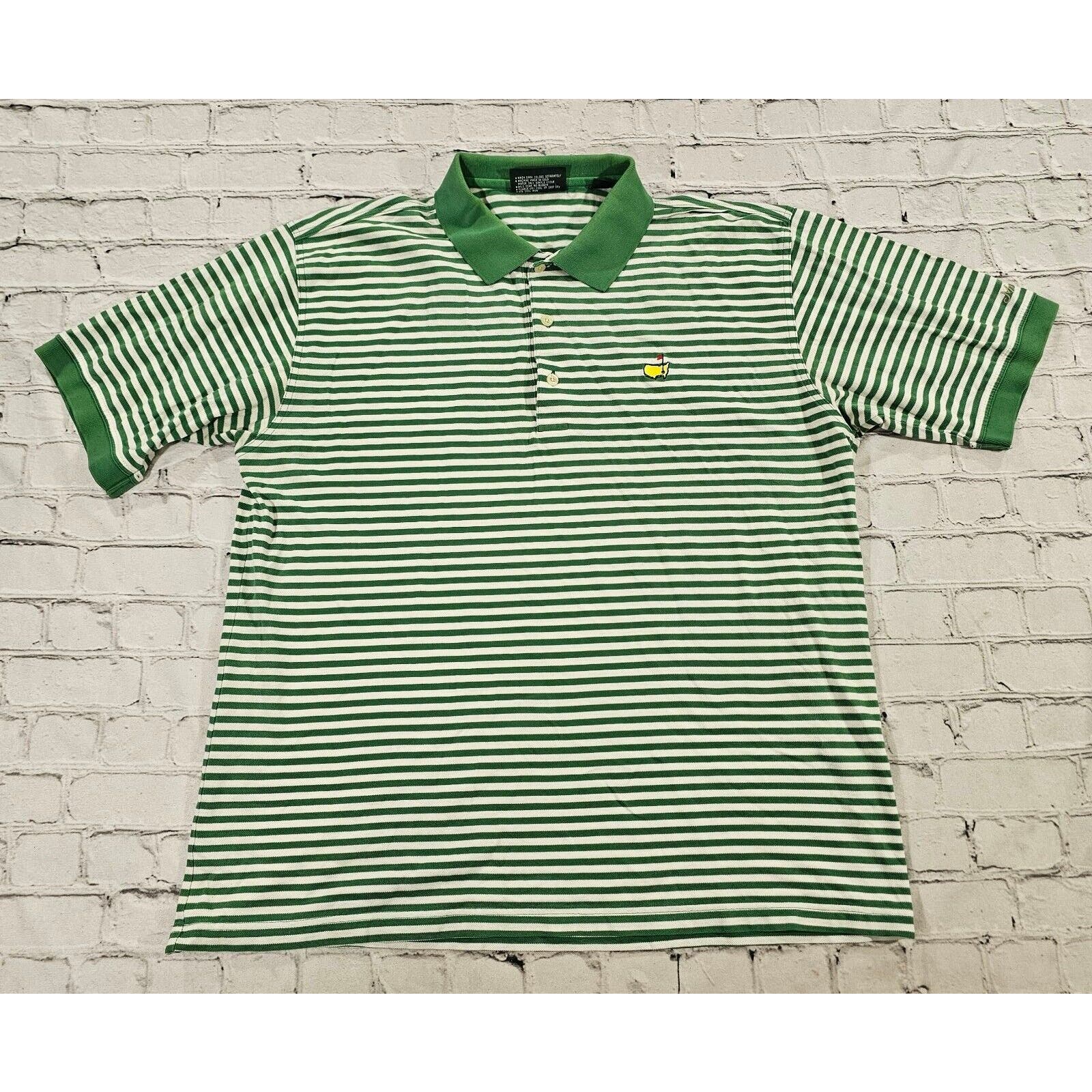 Masters Collection Augusta National Masters Polo Green White Striped Mens L